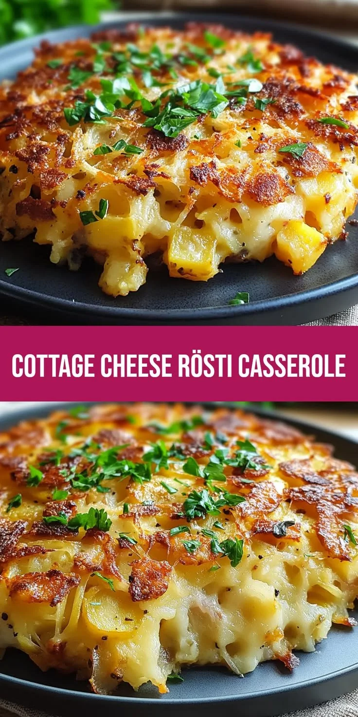 Hüttenkäse Kartoffelrösti Auflauf