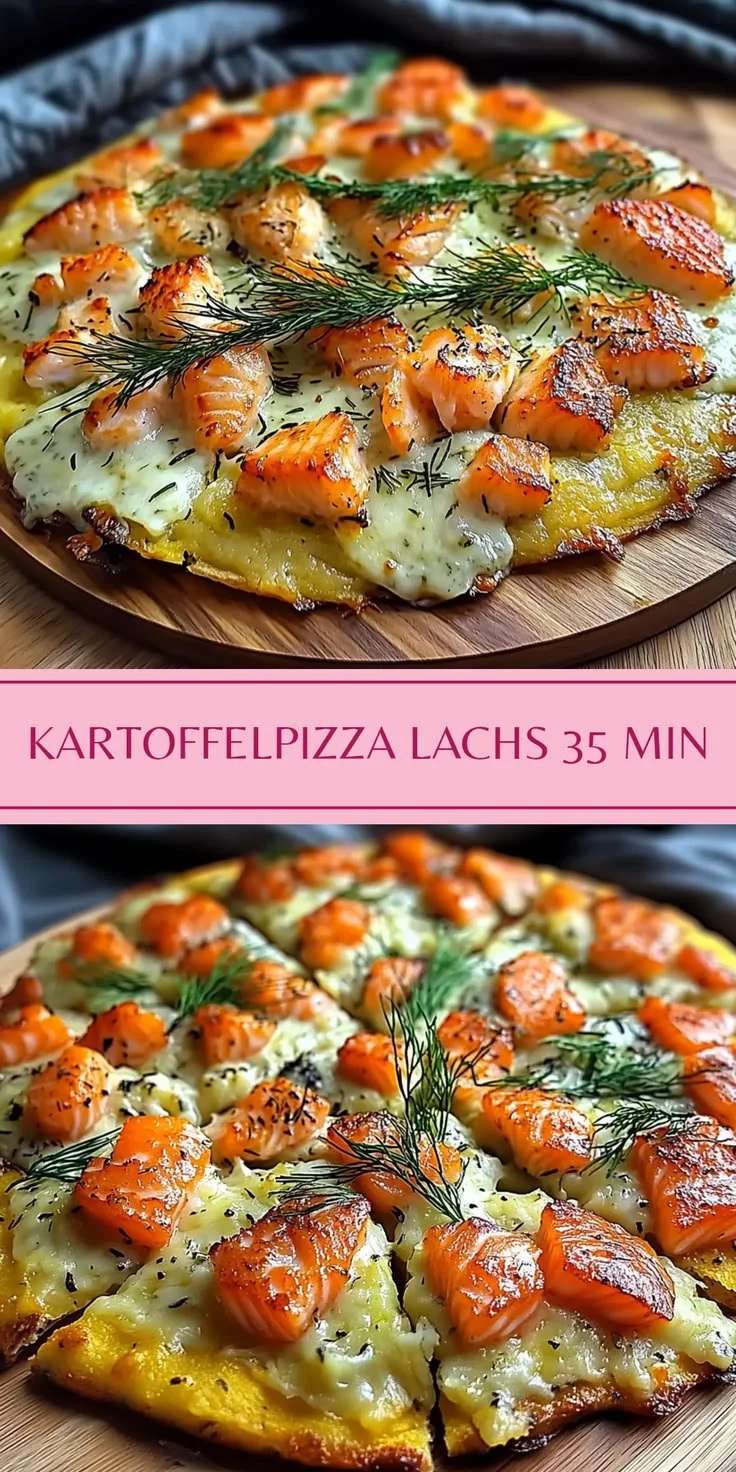Kartoffelpizza mit geräuchertem Lachs