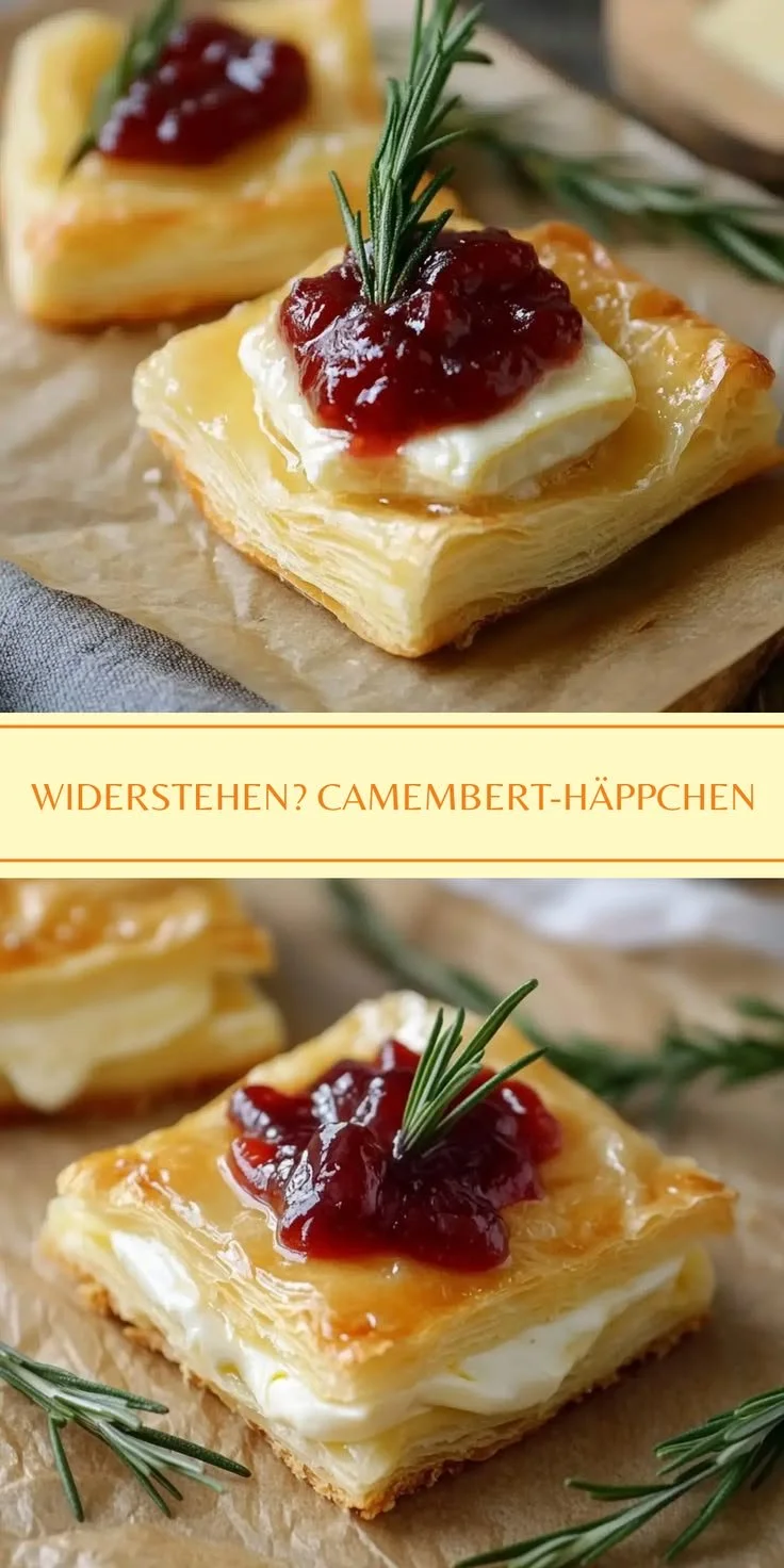 Knusprige Blätterteig-Häppchen mit Camembert