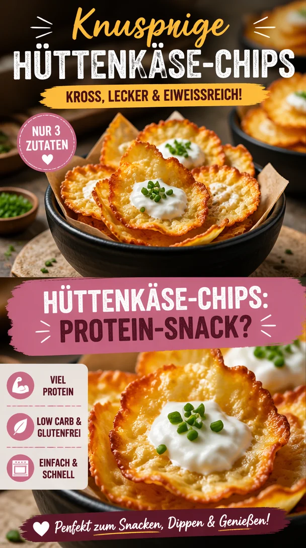 Knusprige Hüttenkäse-Chips auf einem Teller, gesund und lecker.
