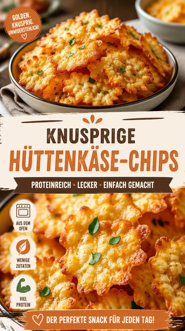 Knusprige Hüttenkäse-Chips auf einem Teller, idealer Snack.