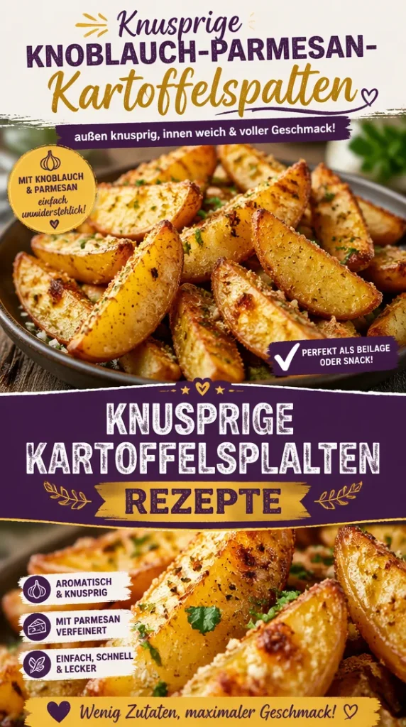 Knoblauch-Parmesan-Kartoffelspalten auf einem Teller serviert