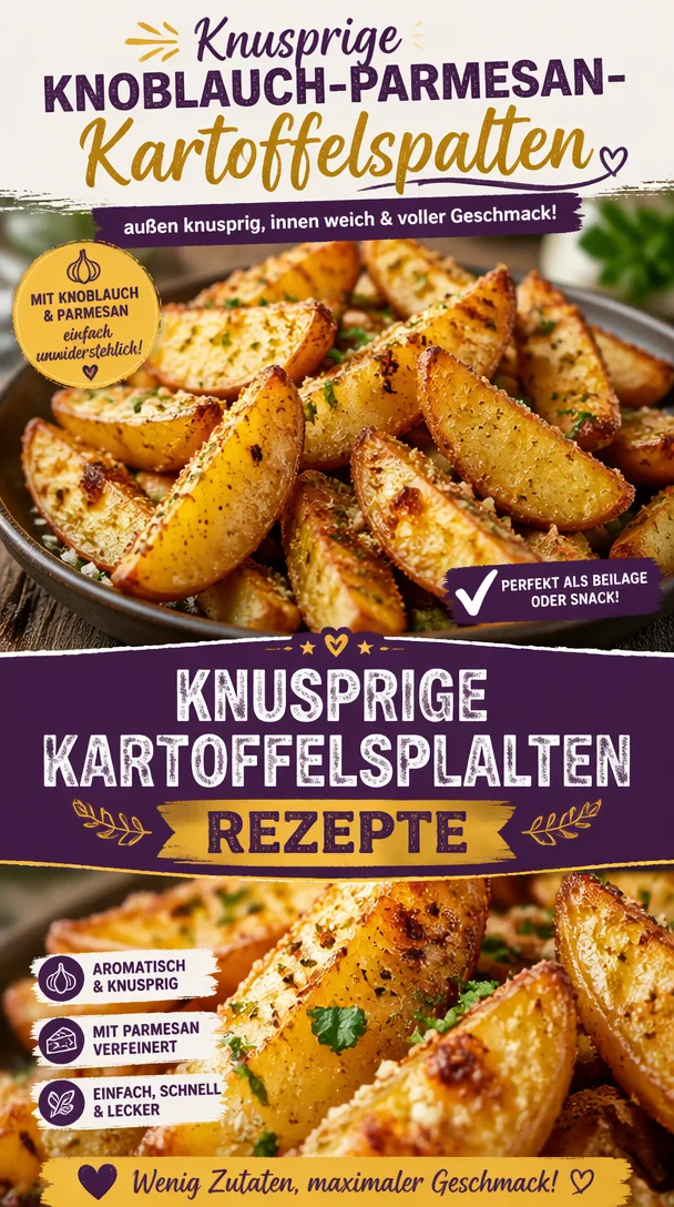 Knoblauch-Parmesan-Kartoffelspalten auf einem Teller serviert