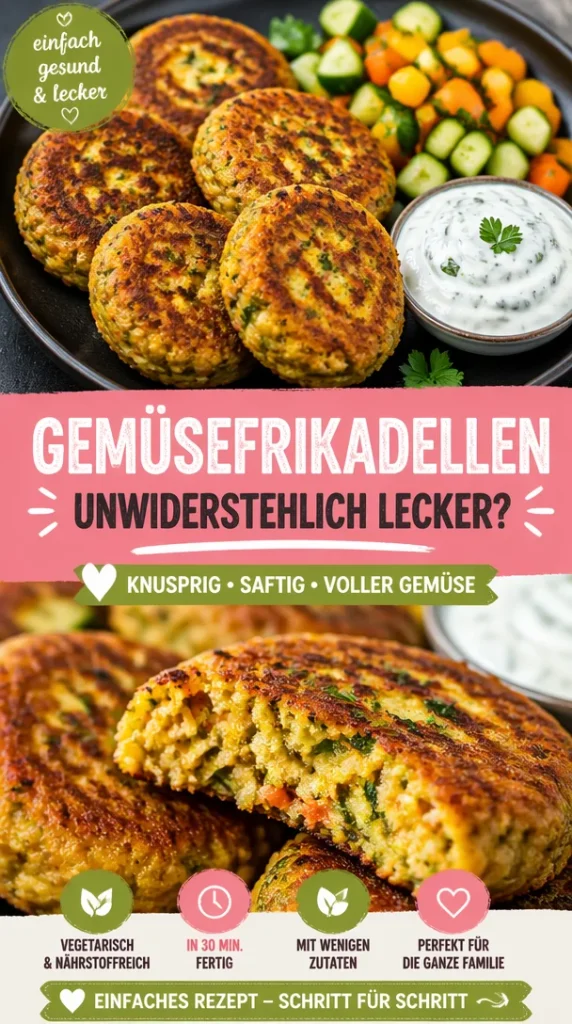 Leckere Gemüsefrikadellen auf einem Teller, frisch zubereitet und serviert.