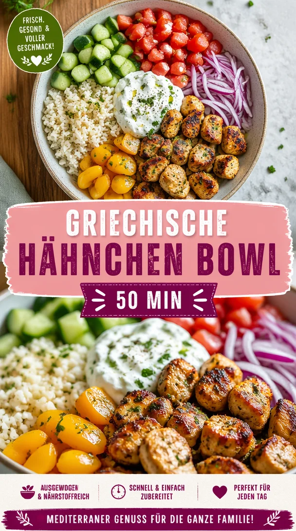 Leckere Griechische Hähnchen Bowl mit frischen Zutaten und mediterranem Flair