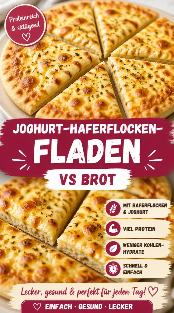 Köstliche Haferflocken-Joghurt-Fladen auf einem Teller serviert