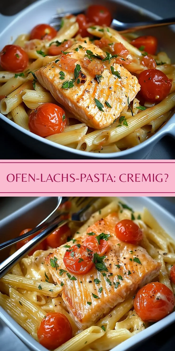 Köstliche Ofen-Lachs-Pasta mit Tomaten