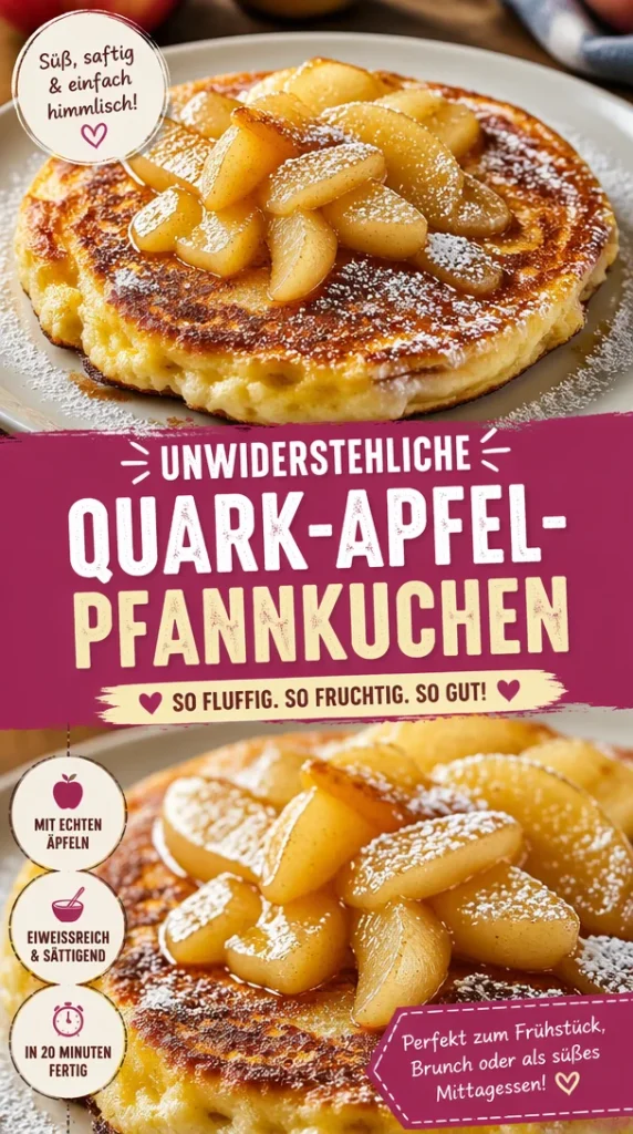 Köstliche Quark-Apfel-Pfannkuchen auf einem Teller serviert