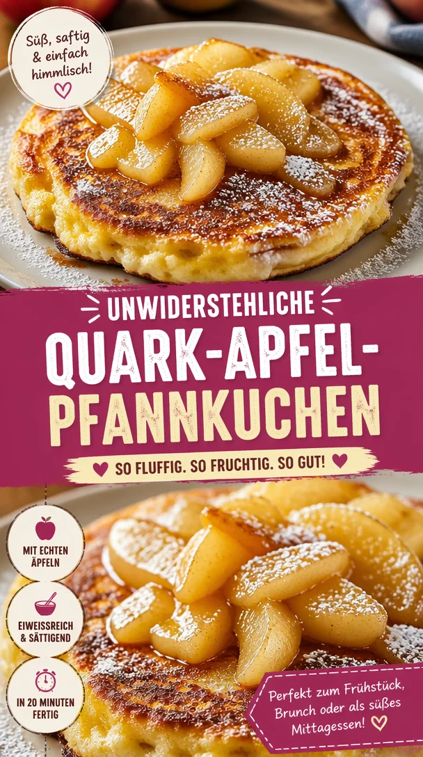 Köstliche Quark-Apfel-Pfannkuchen auf einem Teller serviert