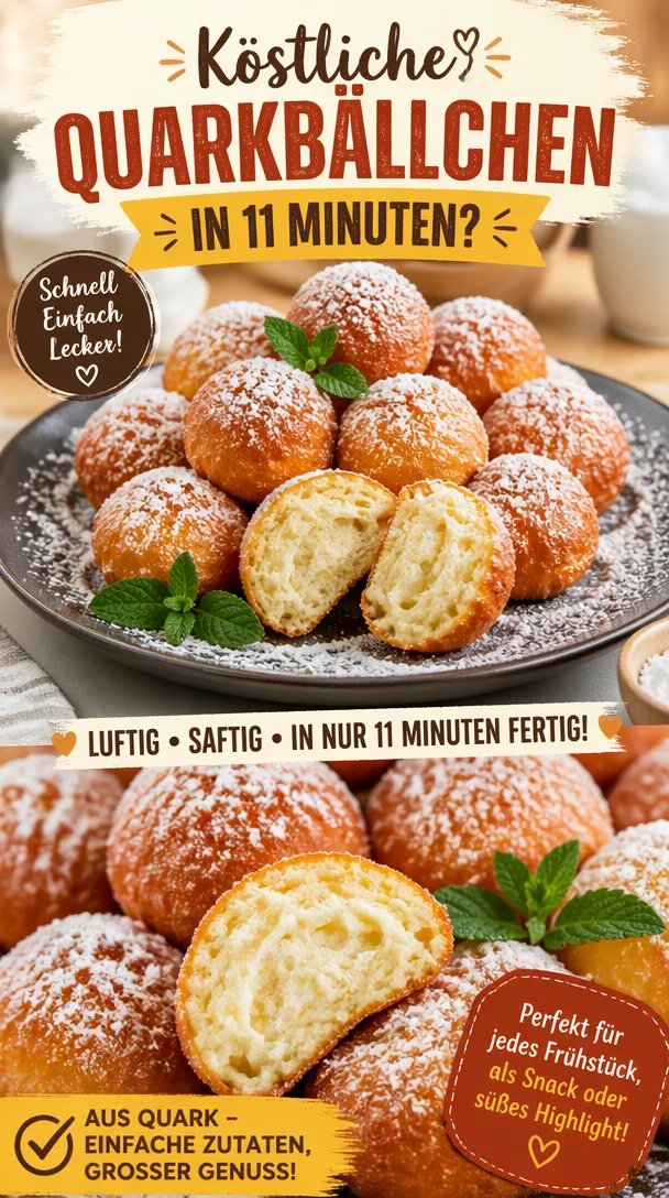 Köstliche Quarkbällchen frisch zubereitet auf einem Teller