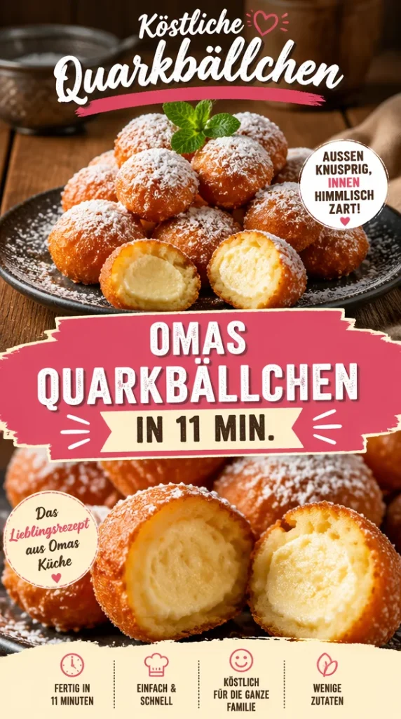 Köstliche Quarkbällchen auf einem Teller serviert