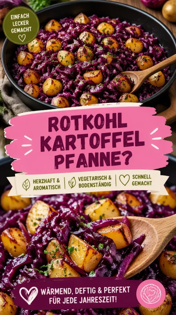 Köstliche Rotkohl Pfanne mit Kartoffeln auf einem Teller serviert