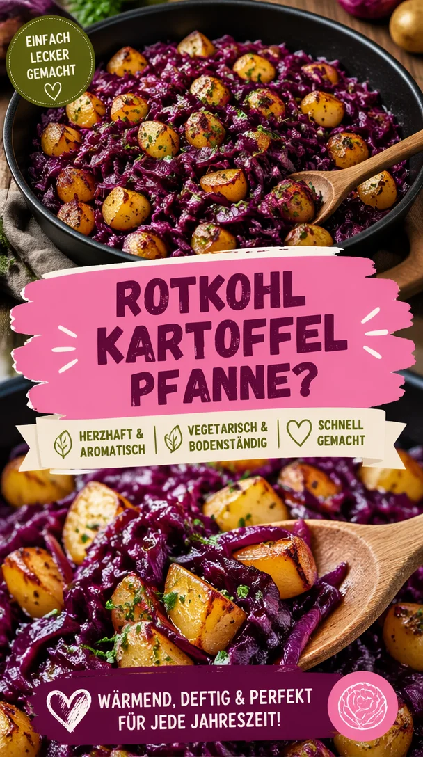 Köstliche Rotkohl Pfanne mit Kartoffeln auf einem Teller serviert