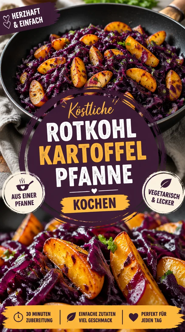 Rotkohl Pfanne mit Kartoffeln in einer Pfanne angerichtet