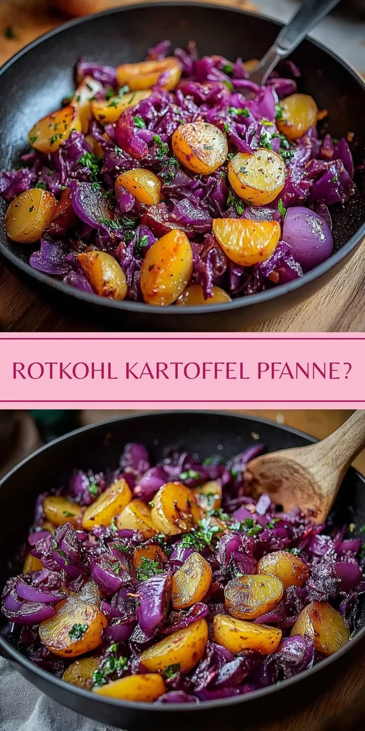 Köstliche Rotkohl Pfanne mit Kartoffeln
