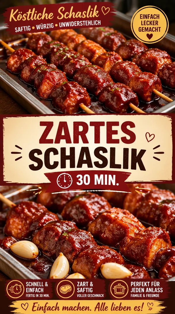 Köstliche Schaslik-Spieße auf einem Grill präsentiert