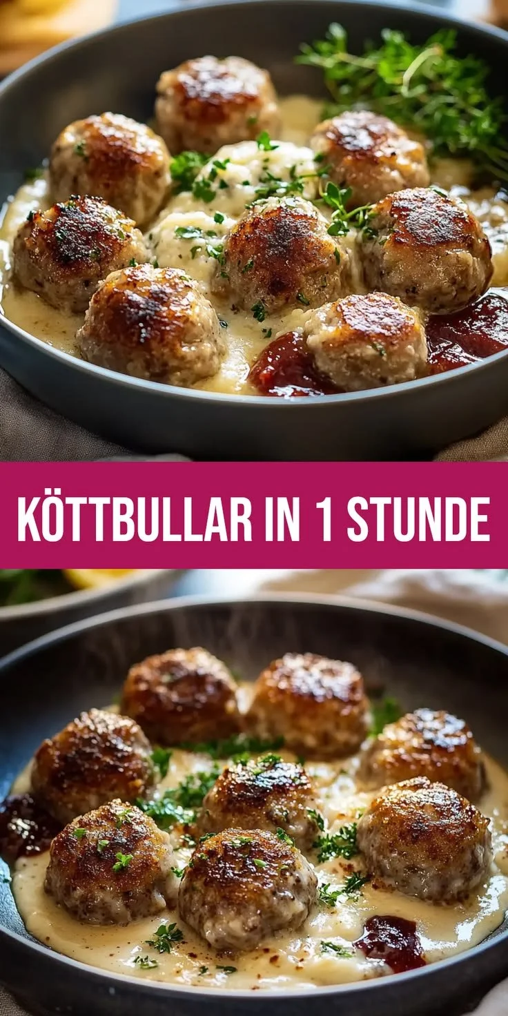 Köstliche Schwedische Köttbullar mit cremiger Rahmsauce