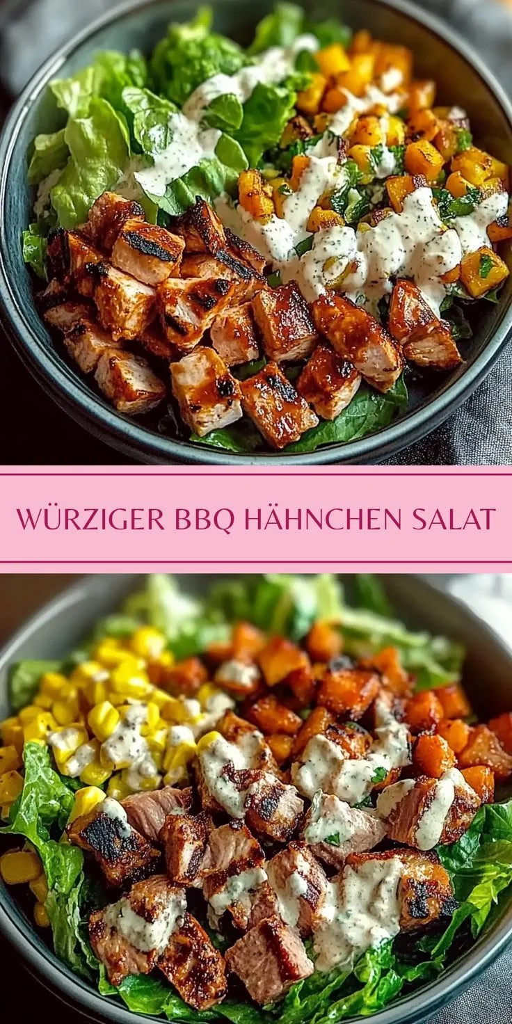 Köstlicher BBQ Hähnchen Geschnittener Salat für heiße Tage