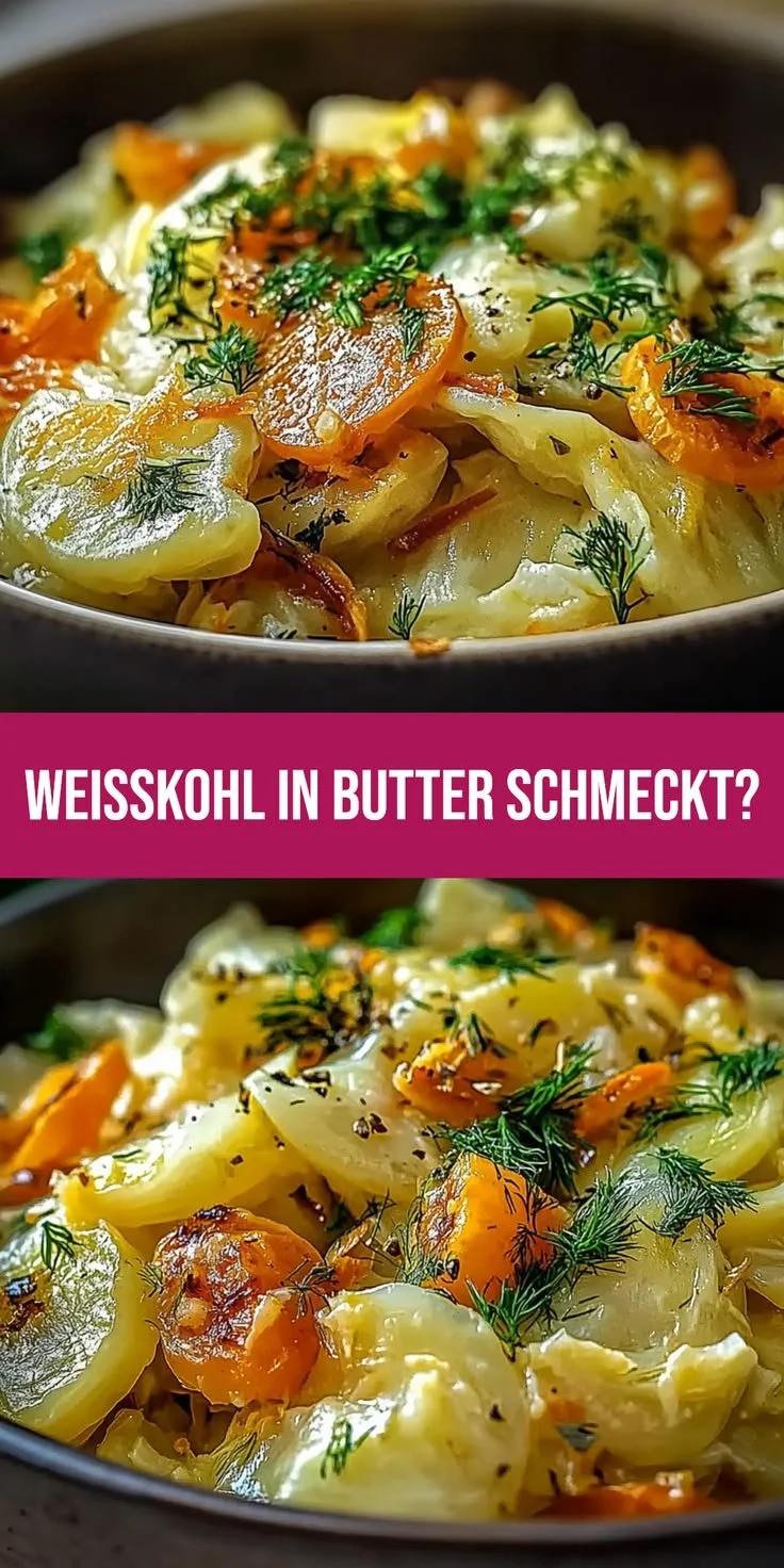 Köstlicher junger Weißkohl in Butter