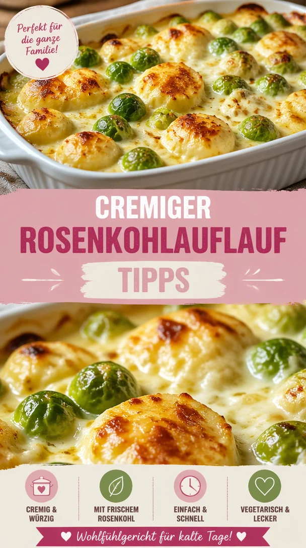 Köstlicher Rosenkohlauflauf mit Käse und knusprigen Toppings