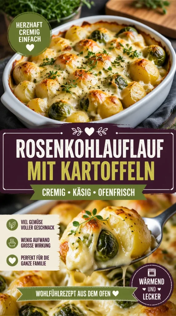 Köstlicher Rosenkohlauflauf mit Kartoffeln aus dem Ofen