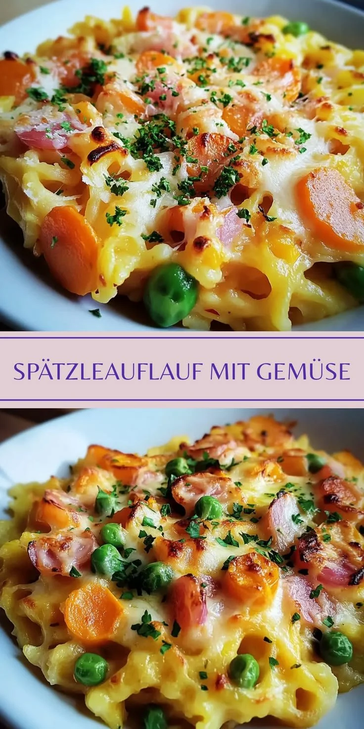 Köstlicher schneller Spätzleauflauf mit Gemüse