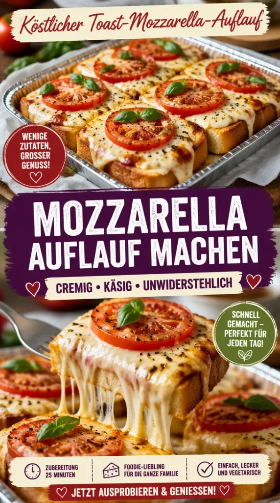 Köstlicher Toast-Mozzarella-Auflauf mit knusprigem Toast und zartem Käse