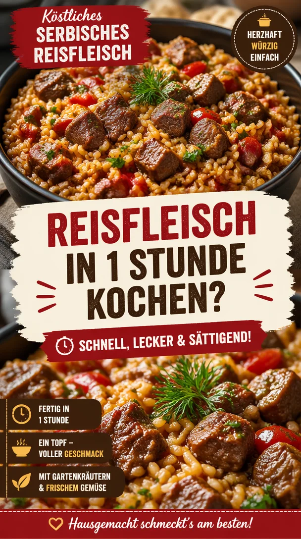 Köstliches serbisches Reisfleisch auf einem Teller serviert