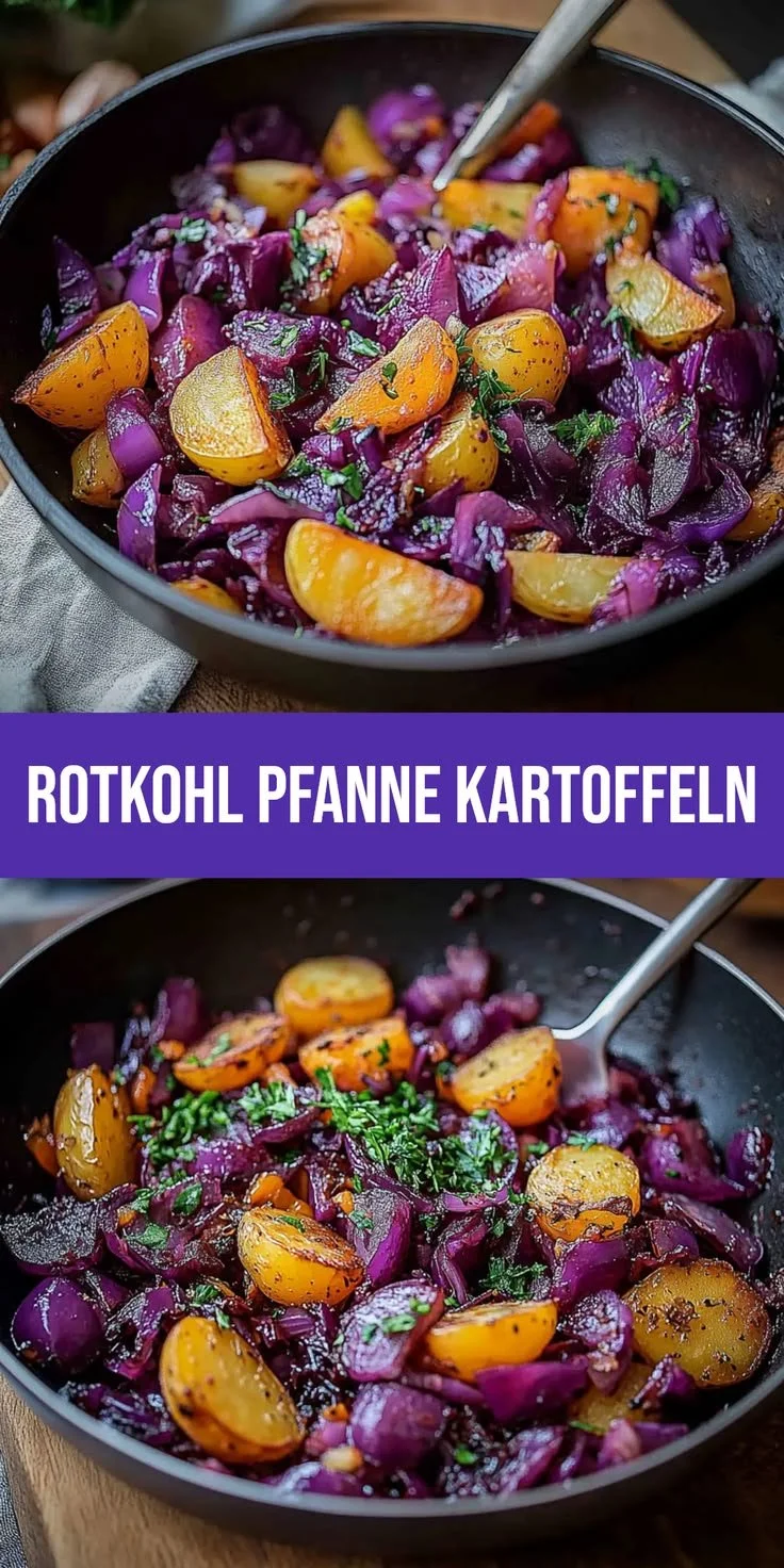 Leckere Rotkohl-Pfanne mit Kartoffeln