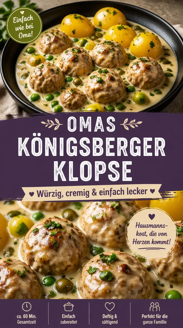 Omas Königsberger Klopse serviert mit einer leckeren Kapernsauce
