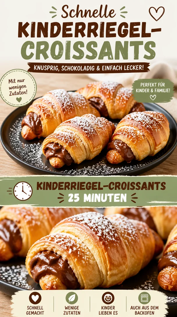 Schnelle Kinderriegel Croissants, leckeres Gebäck für Kinder