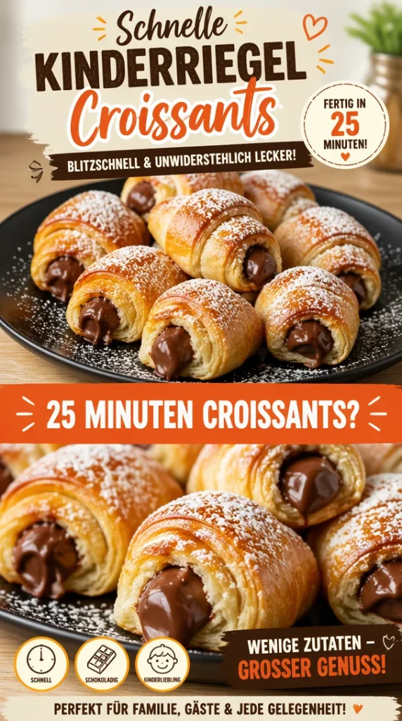Schnelle Kinderriegel Croissants - leckeres Gebäck mit Schokolade und Teig