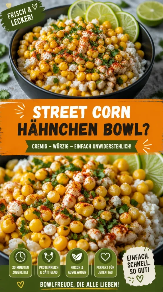 Reisschüssel mit Straßenmaisküken, ein leckeres Gericht voller Aromen