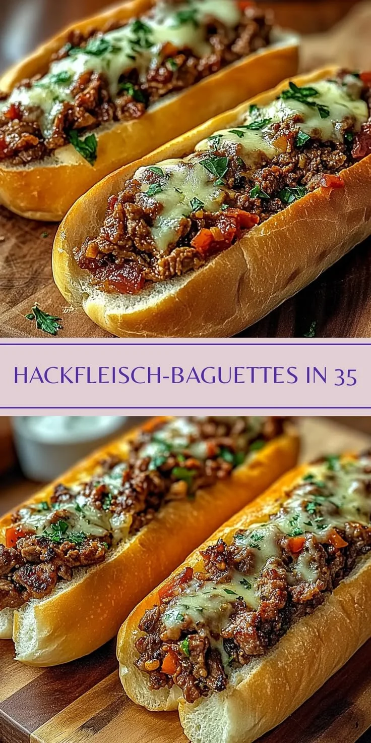 Überbackene Hackfleisch-Baguettes