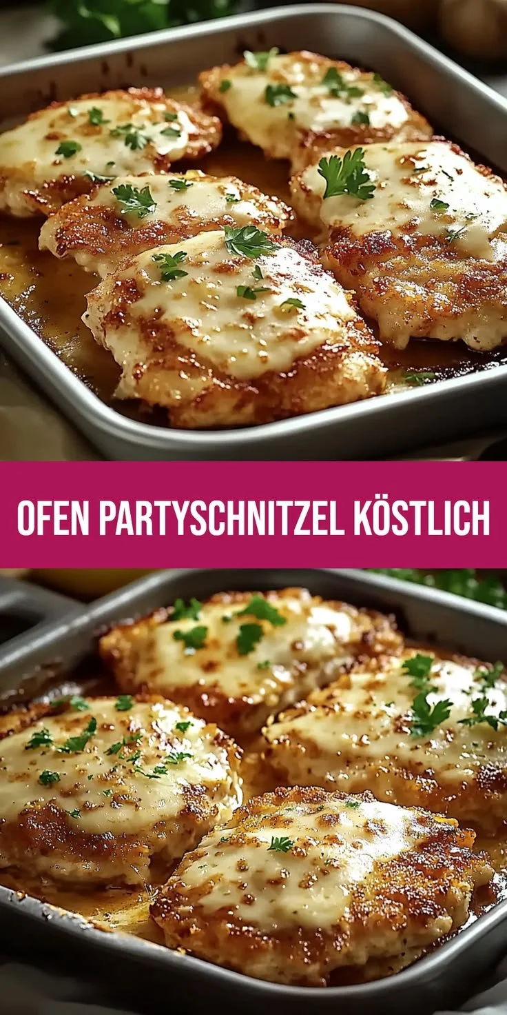 Überbackene Partyschnitzel aus dem Ofen
