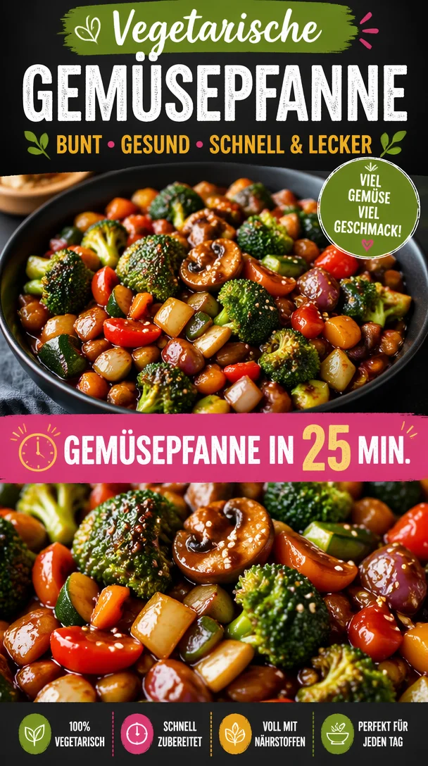 Bunte vegetarische Gemüsepfanne mit frischem Gemüse und Kräutern