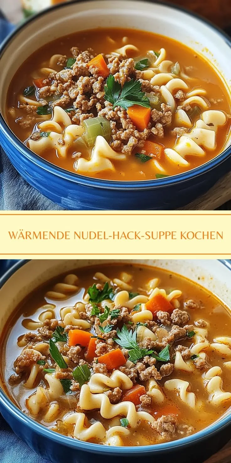 Wärmende Nudel-Hack-Suppe