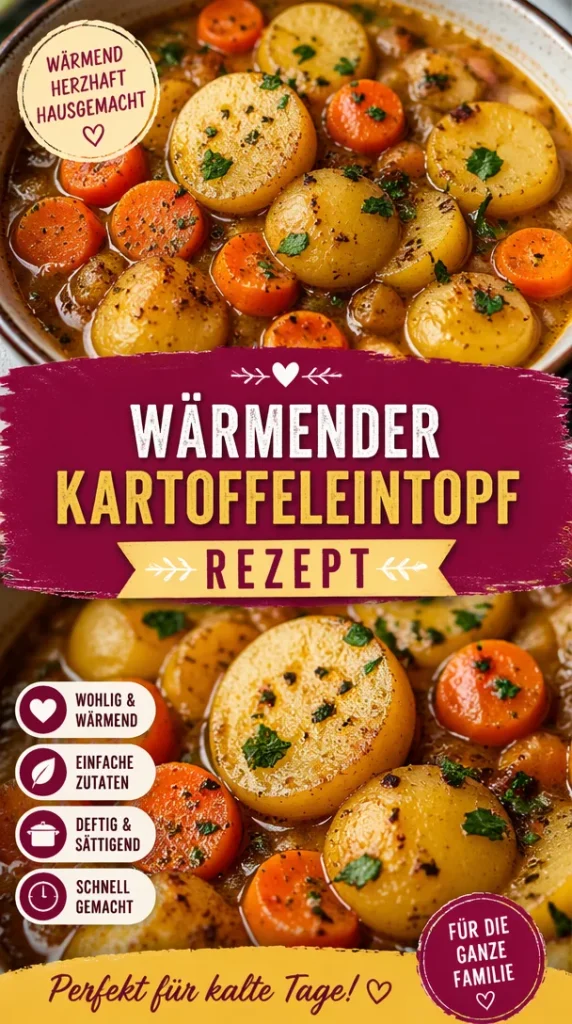 Wärmender Möhrenkartoffel Eintopf in einer bunten Schüssel serviert