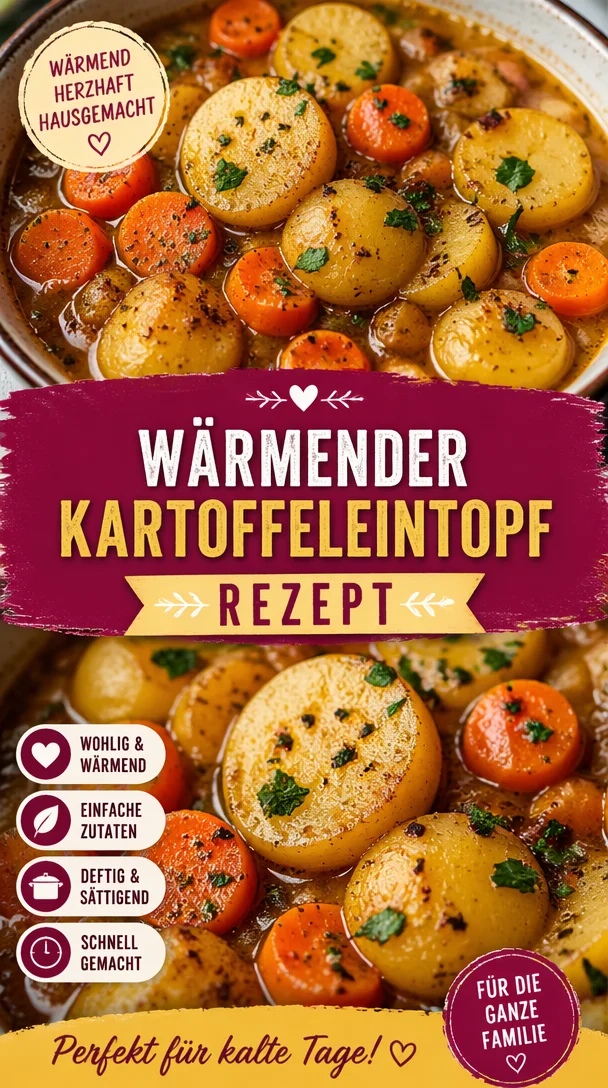 Wärmender Möhrenkartoffel Eintopf in einer bunten Schüssel serviert