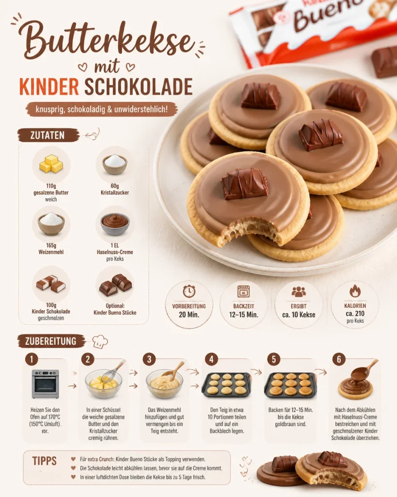 Butterkekse mit Kinder Schokolade frisch gebacken