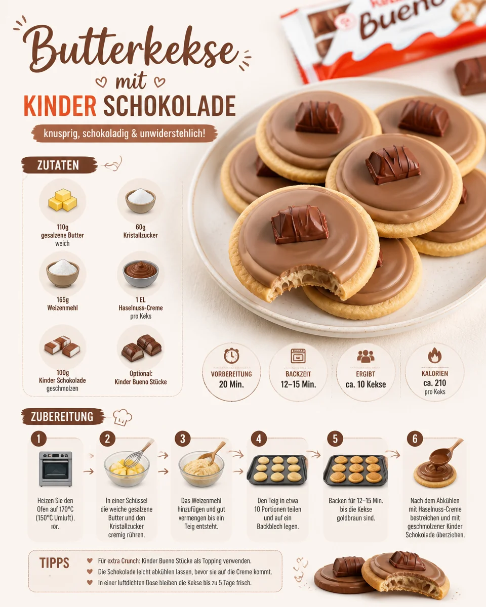 Butterkekse mit Kinder Schokolade frisch gebacken