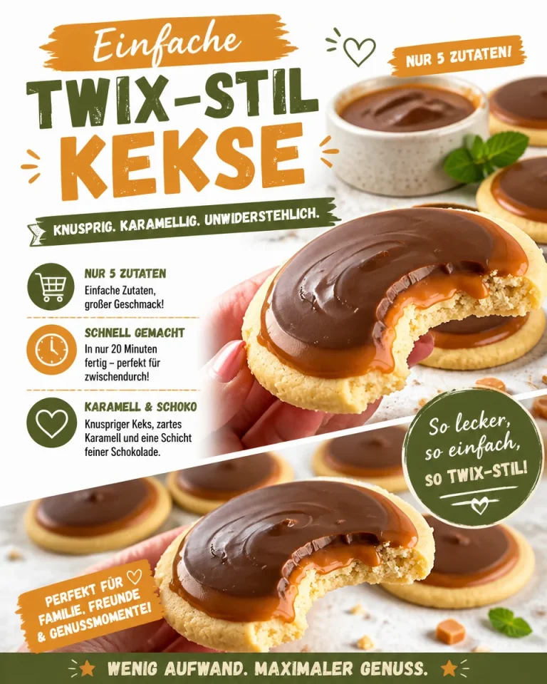 Einfache Twix-Stil Kekse mit Karamell und Schokolade auf einem Teller