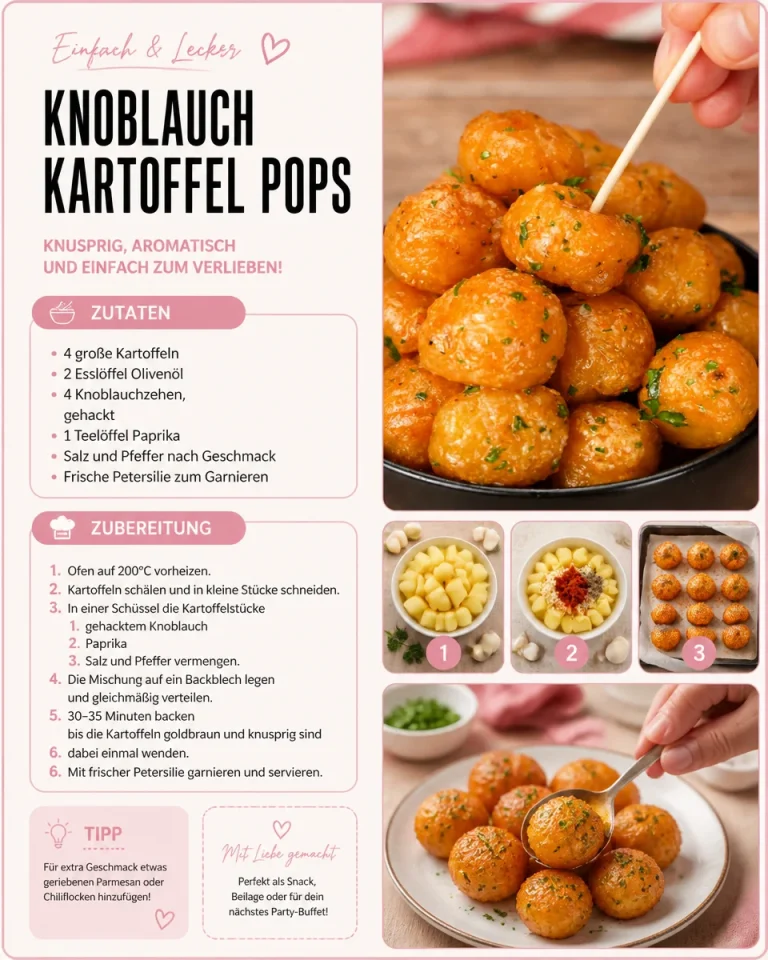 Leckere Knoblauch Kartoffel Pops auf einem Teller serviert, ideal für Snacks und Partys.