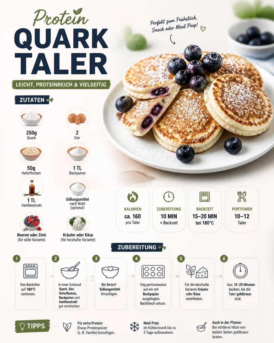Protein Quark Taler auf einem Geschirrtuch, frisch gebacken und appetitlich angerichtet.