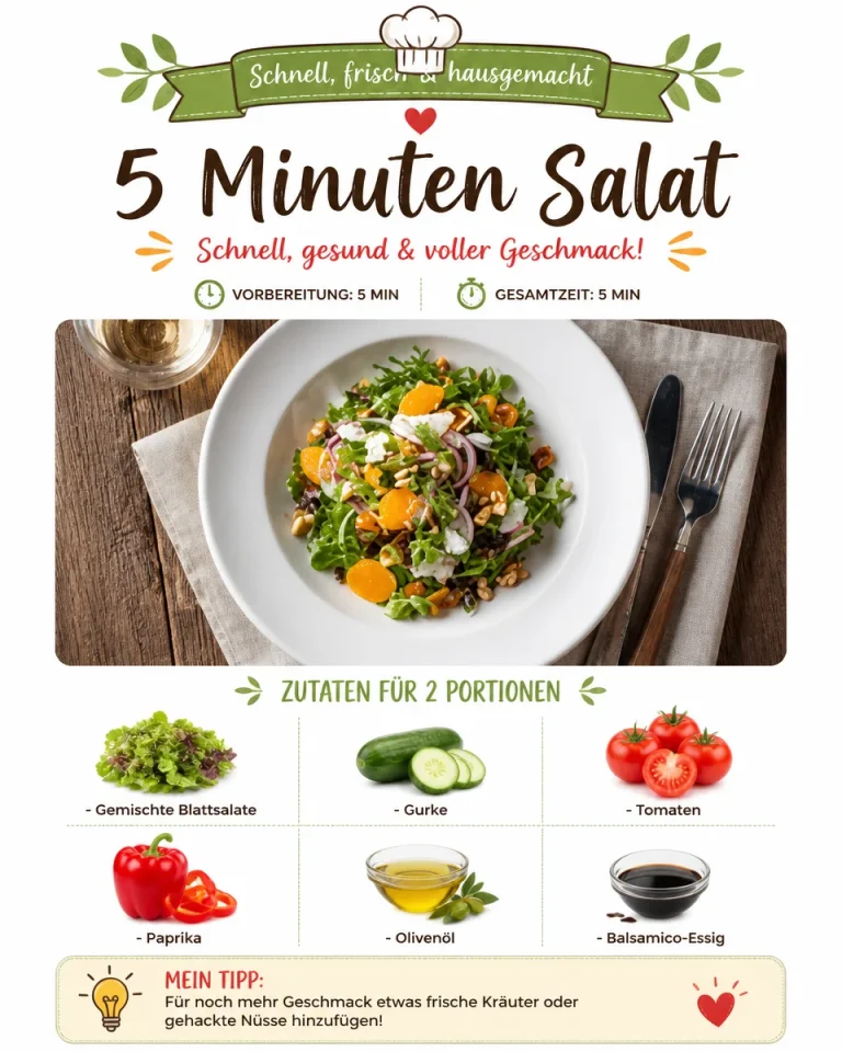 Schneller und leckerer 5 Minuten Salat für jede Gelegenheit.