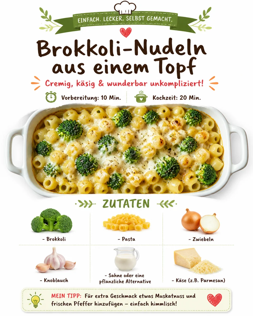 Brokkoli-Nudeln aus einem Topf - gesundes Rezept