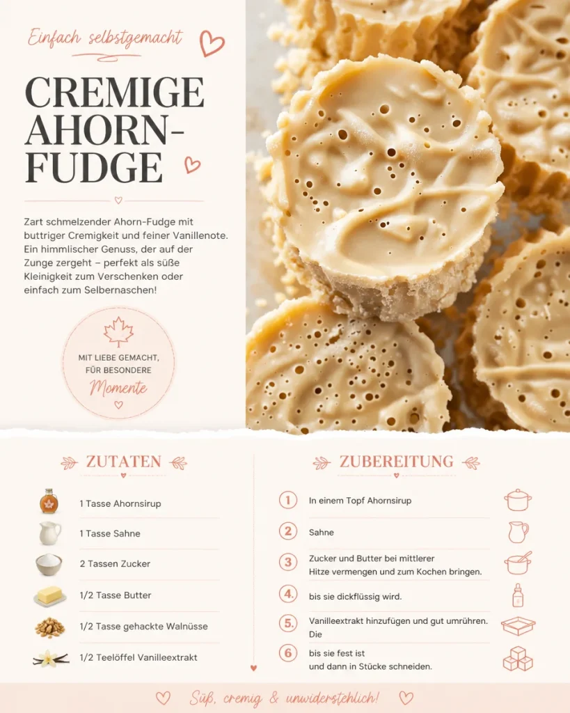 Cremige Ahorn-Fudge mit Ahornsirup und Vanille