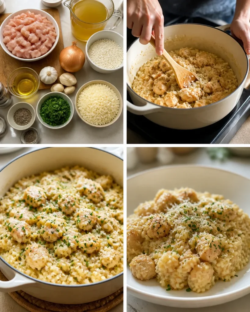 Ein-Topf Knoblauch Parmesan Hähnchen und Reis Gericht