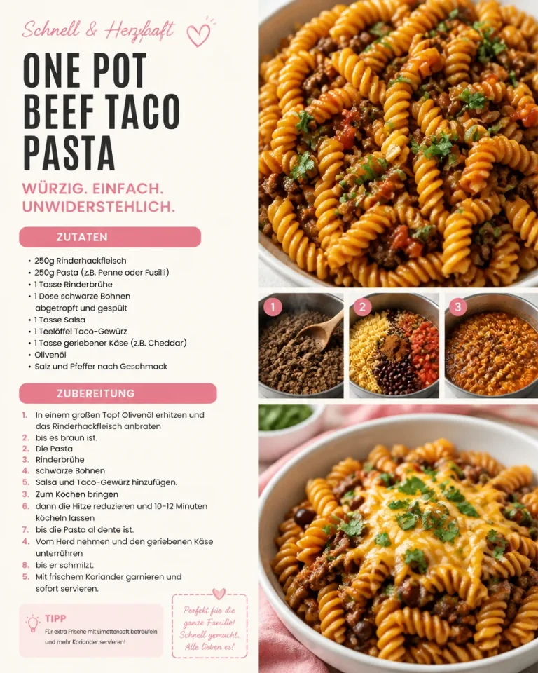 Eintopf-Rindfleisch-Taco-Pasta in einer Schüssel serviert.