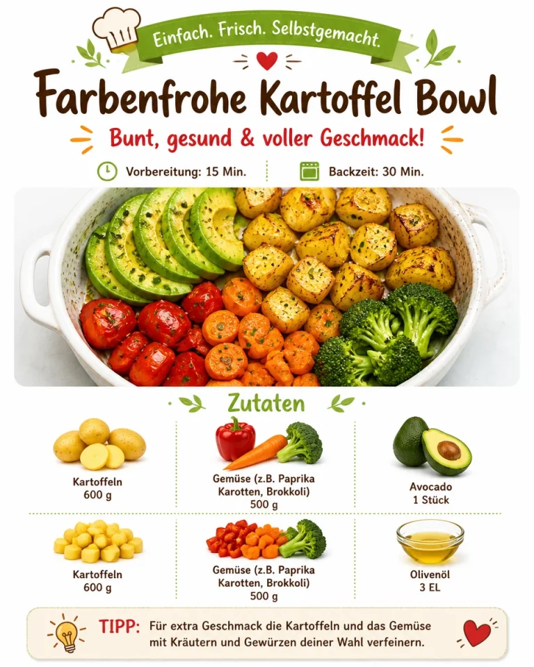 Bunte und gesunde Kartoffel Bowl mit frischem Gemüse und Toppings